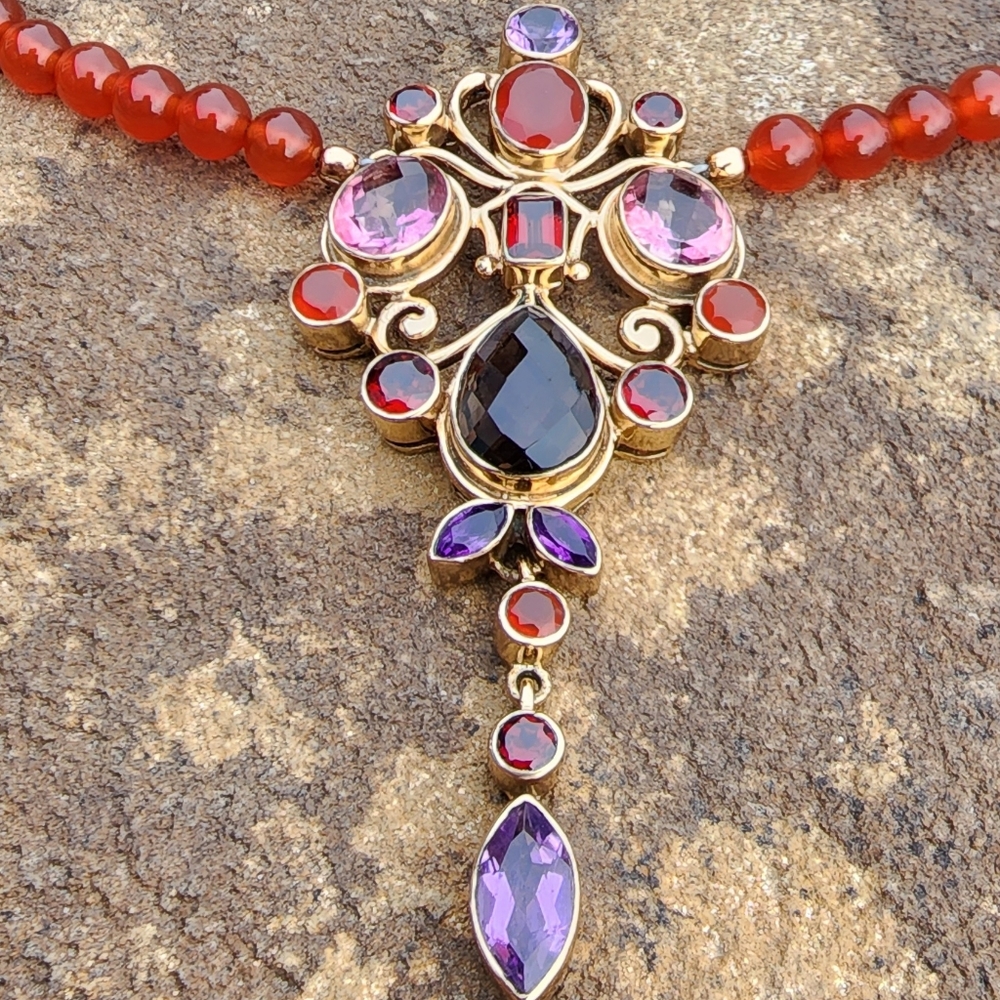 Nicky Butler Carnelian Amethyst Garnet Bronze Collection NB Necklace Designer